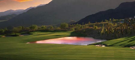 The image of Cascata Golf Course shows Cascata sits in its own world 30 miles east of the Strip.