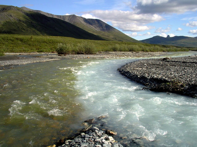 Picture of merging water in the Noatak River in Alaska