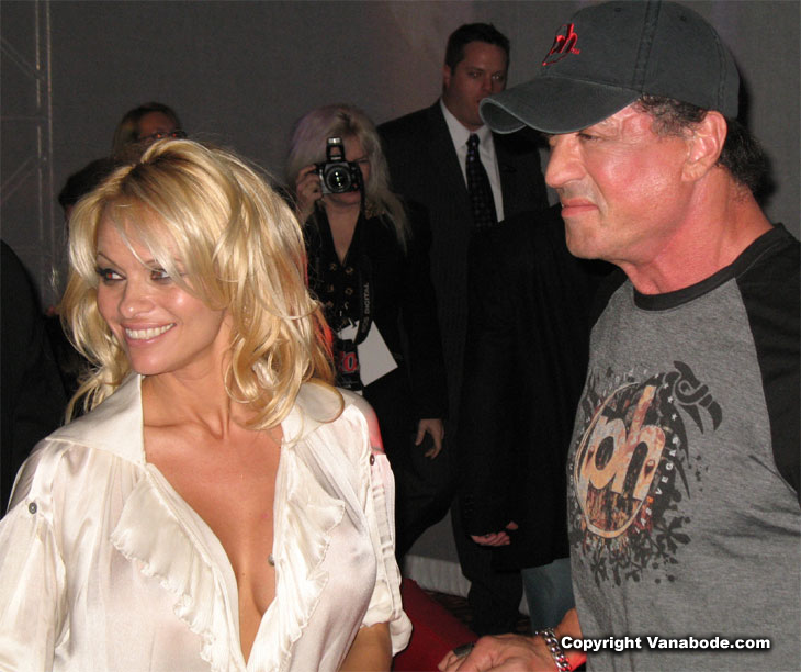 Pamela Anderson and Sylvestor Stallone at one of  the daily parties hosted in Vegas