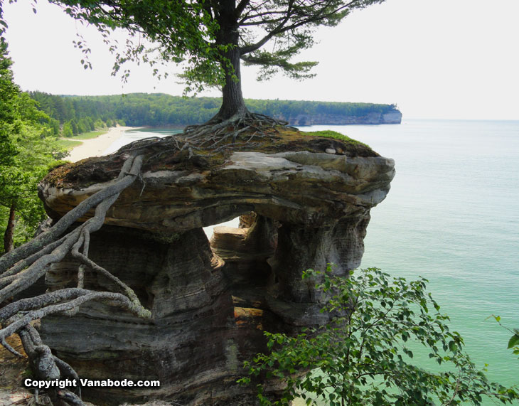 wild rock formations along the coast on lake superior