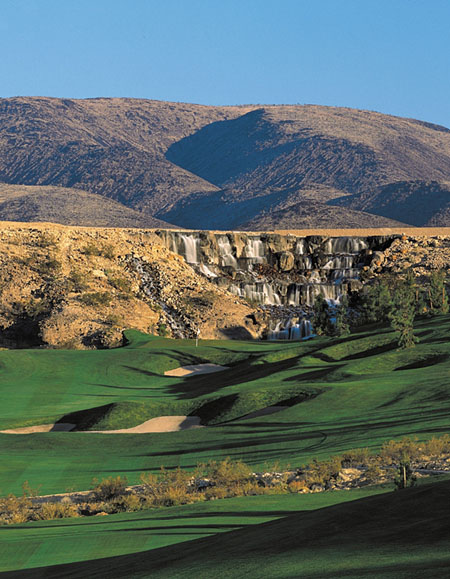 The waterfalls in this picture at the Revere Golf Club Las Vegas make it a breath taking experience. 