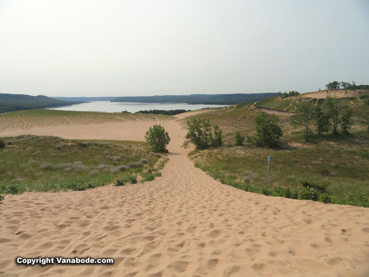 dunes and one of the lakes in Sleeping Bear