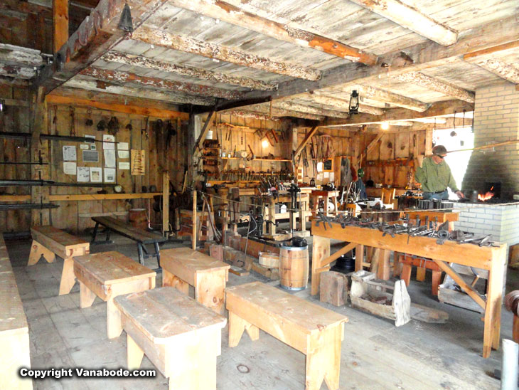 Visitor center working blacksmith shop in Sleeping Bear Dunes National Lakeshore Park.